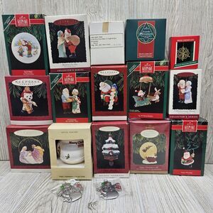 Vtg Hallmark Keepsake Christmas Ornament Lot‎ Of 17 Collector's Club Santa Bear